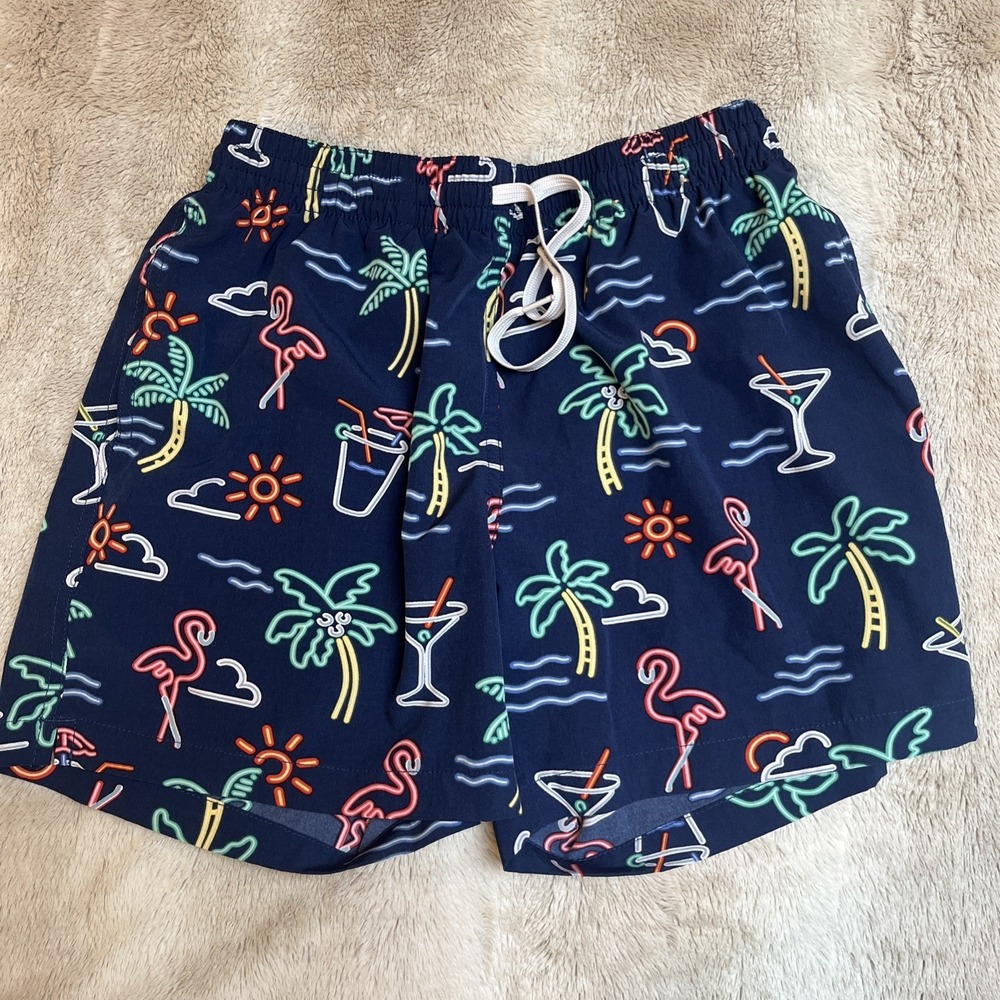 Chubbies The Neon Lights  MensSwim Trunks Medium 5.5 Inseam Drawstring Elastic
